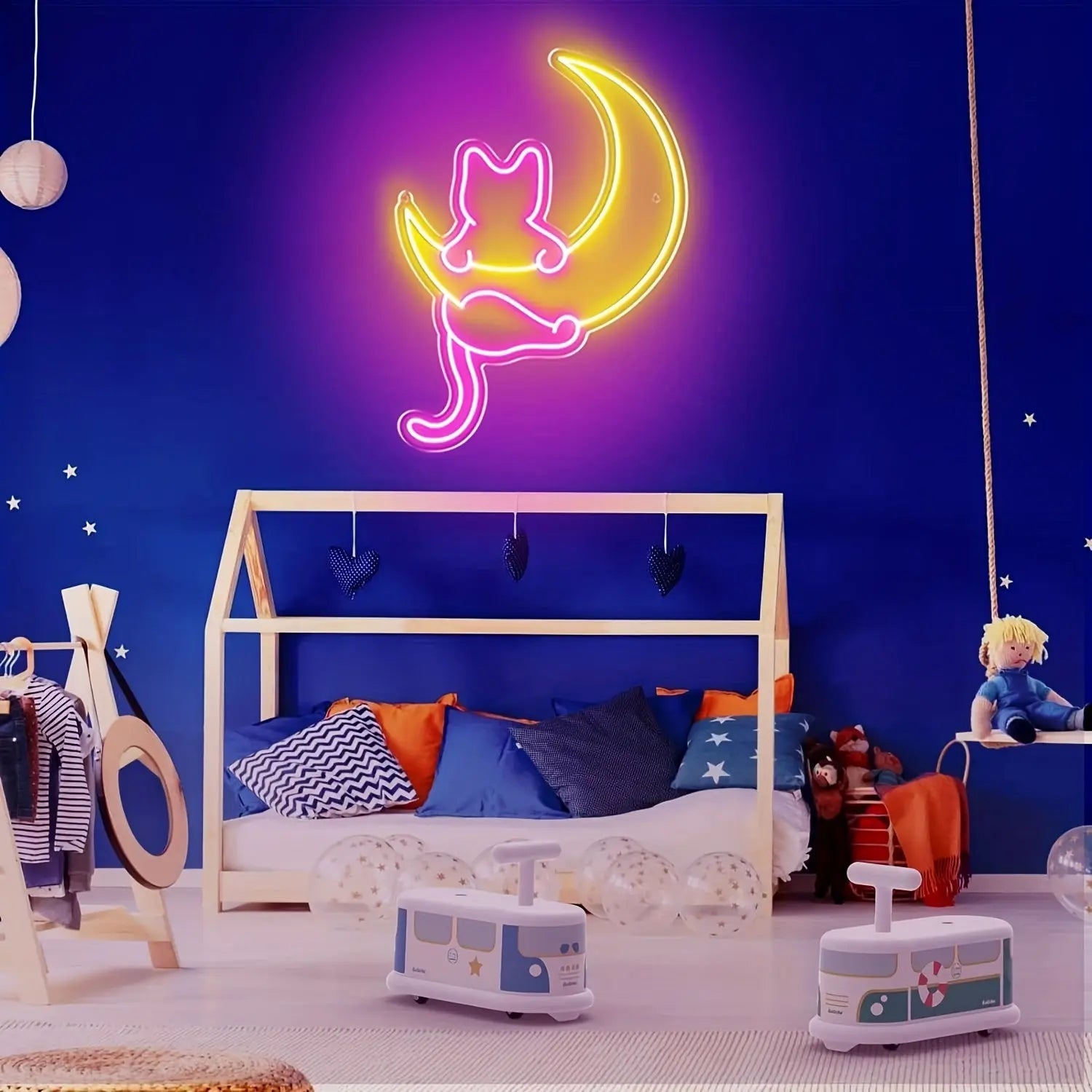 |Néon Chat sur un croissant de lune| ONeon
